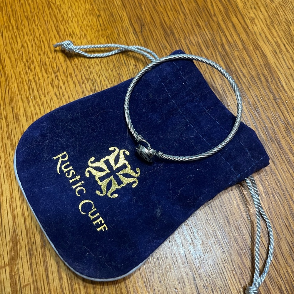 Rustic Cuff Twisted Silver Bracelet - Letter D - image 2